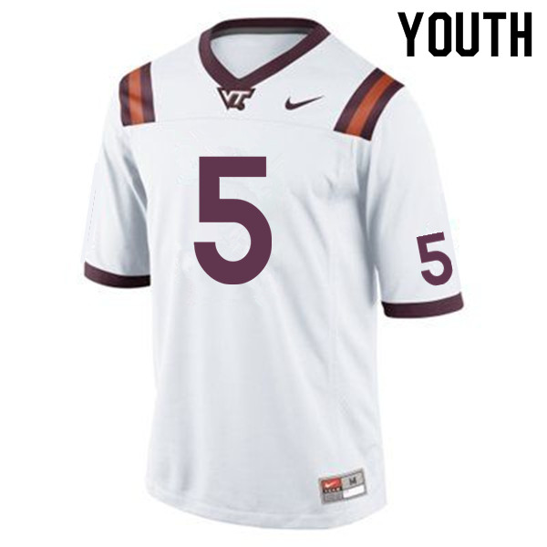 Youth #5 Jarrod Hewitt Virginia Tech Hokies College Football Jerseys Sale-White
